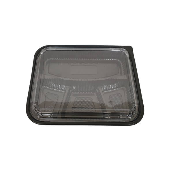Bento box black PP - 4 compartment with lid clear image