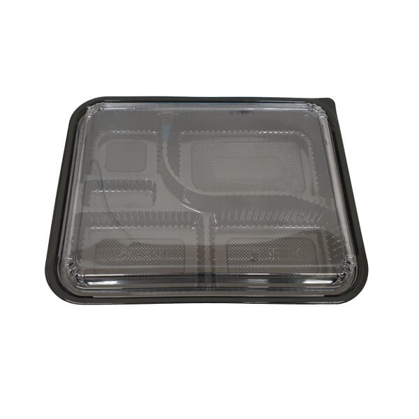 Bento box black PP - 5 compartment with lid clear image