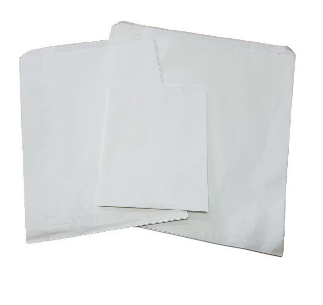 Half long greaseproof lined white flat paper bags image