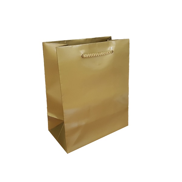 Laminated gold gloss bag with rope handle image