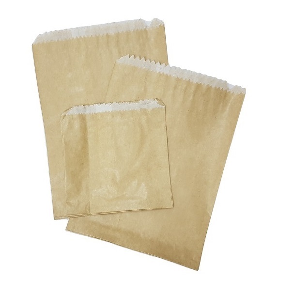 Long greaseproof lined brown flat paper bags image