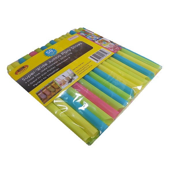 Mixed colour super jumbo plastic straw pack image