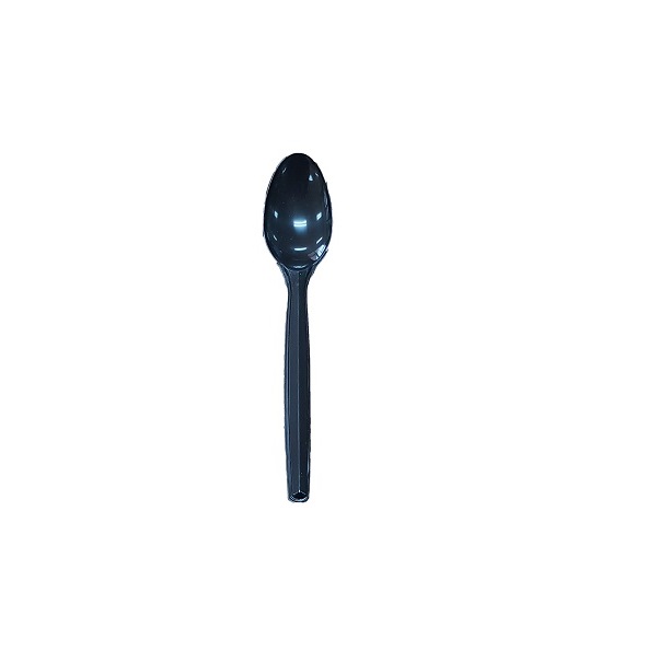Plastic black dessert spoon image