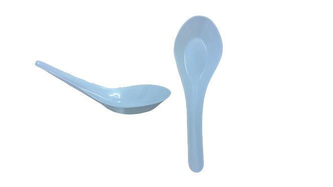 Plastic white Chinese soup spoon image