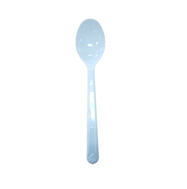 Plastic white heavy duty dessert spoon image