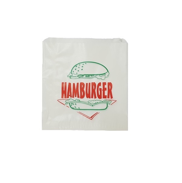 Printed glassine flat white hamburger paper bags image