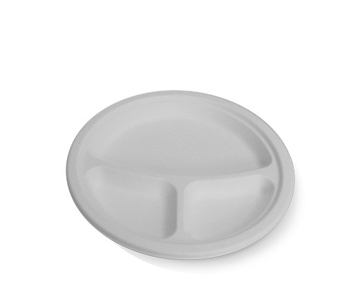 Sugarcane round plate - 3 compartments image