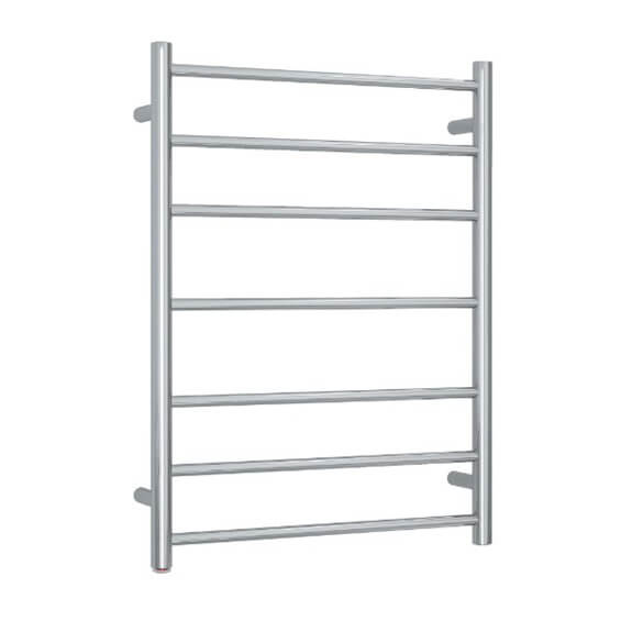 Polished Stainless Steel Straight Round 7 Bar Heated Towel Ladder image