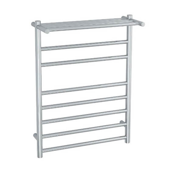 Straight / Round With Shelf 7 Bar Heated Towel Ladder image