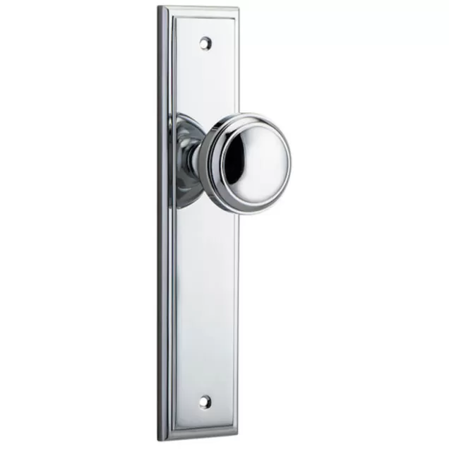 Knob on Stepped Euro Plate with 60mm Backset Euro Mortice Lock, Double Cylinder.