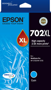 EPSON 702XL CYAN INK DURABRITE WF-3720 WF-3725 image