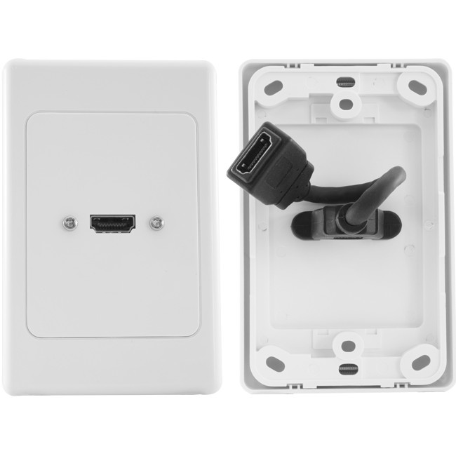 HDMI SINGLE WALL PLATE WITH FLEXIBLE REAR SOCKET image