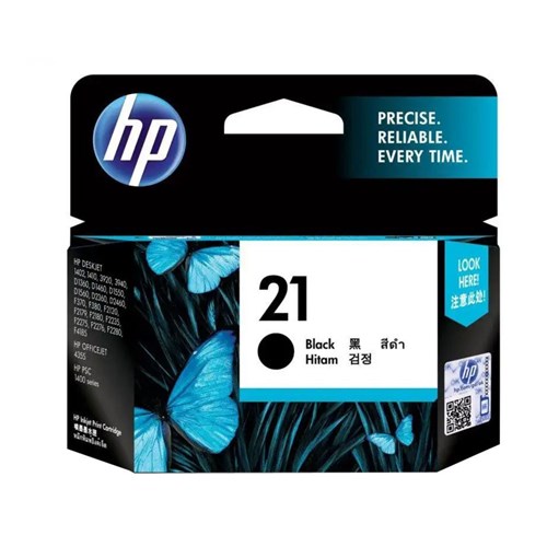 HP 21 BLACK INK 190 PAGE YIELD FOR D23XX D24XX 3930 & 3940 image