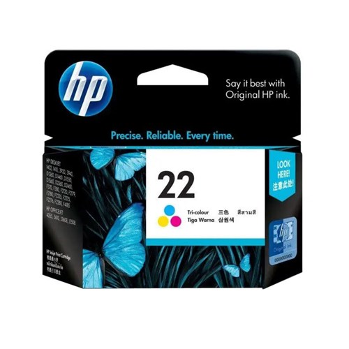 HP 22 TRI-COLOUR INK 165 PAGE YIELD FOR D23XX D24XX 3930 & 3940 image